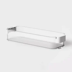 Click In Place 3qt Clear Shallow Slim Plastic Storage Bin With White Latch For Home And Office Organization - Brightroom™