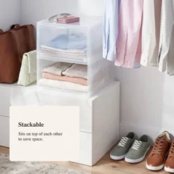 Stackable Large Bin Front Opening Clear - Brightroom™: Transparent Utility Storage, 19 Volume, Stackable -Smart Nest Store GUEST 09f1c98f 252d 41a1 b5d1 c8454577430d