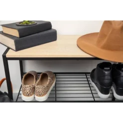 3 Tier Shoe Rack Black Metal With Natural Wood - Brightroom™ -Smart Nest Store GUEST 25c02cd7 83d7 43ab b1c5 e81b1f1b8427