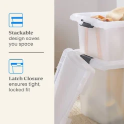 Medium Frosted Latching Storage Box - Brightroom™: Stackable Polypropylene Tote With Lid, 48L Capacity -Smart Nest Store GUEST 26086a48 e4ef 4a9c a11a 7ec2b449b8a7