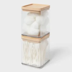 Extra Small Clear Canister With Bamboo Lid 2pk - Brightroom™ -Smart Nest Store GUEST 29c43741 9f61 4a61 97ff cdce5bf96f80