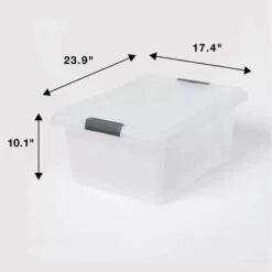 Medium Frosted Latching Storage Box - Brightroom™: Stackable Polypropylene Tote With Lid, 48L Capacity -Smart Nest Store GUEST 31645692 b442 466a 830f 80177189691a