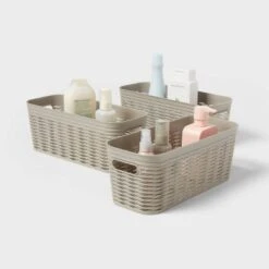 3pk Wave Half Medium Decorative Basket Gray - Brightroom™ -Smart Nest Store GUEST 3a36570f 5fbc 4bdd bd76 74e2f890a24a