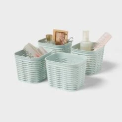 4pk Wave Mini Decorative Basket Mint Green - Brightroom™ -Smart Nest Store GUEST 40a61d7e 32c9 42b5 8567 d3d05a3e19be