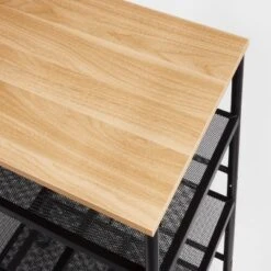 Narrow Metal Storage Cart With Wood Top Black - Brightroom™: Rolling Utility Cart With Casters & Fixed Shelves -Smart Nest Store GUEST 477849b2 02e4 4b2f bca0 cfffc819ee4a