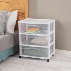 3 Drawer Wide Cart White - Brightroom™: Plastic Storage Drawers, Utility Cart With Casters, Portable Universal Storage -Smart Nest Store GUEST 49fb4447 f537 4868 97af a9c616c3db2e