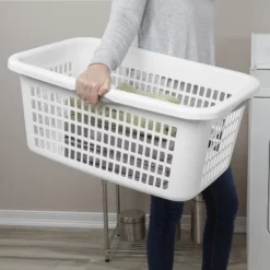 2bu Laundry Basket White - Brightroom™: Portable Plastic Clothes Organizer With Built-In Handles, 70.4L Capacity -Smart Nest Store GUEST 4e5d455b 168d 44ae 9c06 c437a2dc19b5
