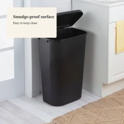 11.3gal Lift Top Waste Basket Black - Brightroom™: Kitchen Trash Can, Fingerprint-Resistant, Indoor Trash Bin -Smart Nest Store GUEST 556e70f5 3f00 42aa 82b0 f2fe2ef56154