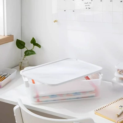 Click In Place 10qt Clear Plastic Storage Bin With White Latch For Home And Office Organization - Brightroom™ 4 Click In Place 10qt Clear Plastic Storage Bin With White Latch For Home And Office Organization - Brightroom™ - Image 4