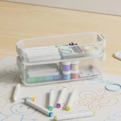 Click In Place 4.5qt Clear Slim Plastic Storage Bin With White Latch For Home And Office Organization - Brightroom™ -Smart Nest Store GUEST 584ab2cc 4bb4 453f 89ec 92c7c83f516e