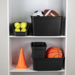 Folio Heavy Duty Storage Bin - Brightroom™: Black Plastic, Stackable, Portable, Universal Storage, 18.6 Volume Capacity -Smart Nest Store GUEST 90c68d42 d8ac 4549 9130 753707e120e0 1