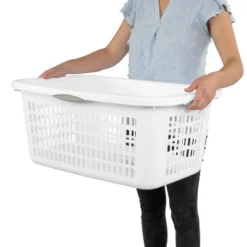 2bu Laundry Basket White - Brightroom™: Portable Plastic Clothes Organizer With Built-In Handles, 70.4L Capacity -Smart Nest Store GUEST 98ac3b53 34fb 4a1a 9217 4f567c594b30