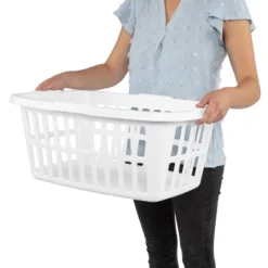 1.5bu Laundry Basket White - Brightroom™: Large Portable Clothes Hamper With Built-In Handles, 52.8L Capacity -Smart Nest Store GUEST a136fa33 76d1 4694 882d 0ec835b45a70