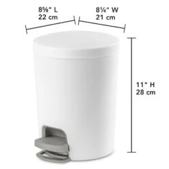 1.6gal Round Step Trash Can - Brightroom™: Compact Pedal-Operated Lid, Small Bathroom Bin, Textured White Finish -Smart Nest Store GUEST a31ec134 a897 4672 95a9 73fe9fbbfe2d