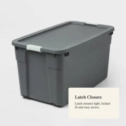 45gal Latching Storage Tote - Brightroom™: Portable Plastic Container With Lid, Universal Storage, Gray, 45 Gallon Capacity -Smart Nest Store GUEST a42903f1 b0e7 4adf 995d 5bb50a587821