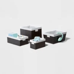 16" X 9" X 6" Lined Woven Media Bin Black - Brightroom™ -Smart Nest Store GUEST ac4ff65f f7b2 48fa aa42 7459f63d7c52