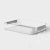 Click In Place 6.7qt Clear Shallow Plastic Storage Bin With White Latch For Home And Office Organization - Brightroom™