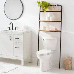 Over The Toilet Storage Black Metal And Wood - Brightroom™