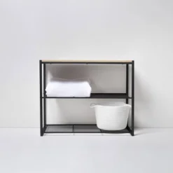 3 Tier Shoe Rack Black Metal With Natural Wood - Brightroom™ -Smart Nest Store GUEST c136b996 a47b 4cd3 9536 a26df1deb6a1