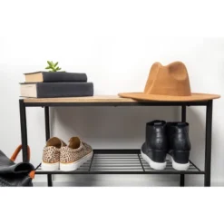 3 Tier Shoe Rack Black Metal With Natural Wood - Brightroom™ -Smart Nest Store GUEST c78940d7 09ac 4528 9c99 1acfbc7d38b2