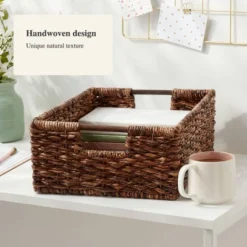 Woven Abaca Folio Bin - Brightroom™: Handwoven Brown Storage Basket, Rectangle, Lacquered Finish, Ethical Handcraft -Smart Nest Store GUEST c82c18cf 9f67 43f8 9b53 8b2a0b548aaf