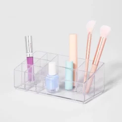 Bathroom Plastic 9 Slot Mixed Cosmetic Organizer Clear - Brightroom™: Makeup & Vanity Organizer Tray For Bathroom Countertop -Smart Nest Store GUEST c86e60e2 e1c8 4070 8398 113e68427840