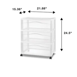3 Drawer Wide Cart White - Brightroom™: Plastic Storage Drawers, Utility Cart With Casters, Portable Universal Storage -Smart Nest Store GUEST d3c78612 44a4 4e30 b173 444395629312