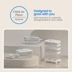 Click In Place 3qt Clear Shallow Slim Plastic Storage Bin With White Latch For Home And Office Organization - Brightroom™ -Smart Nest Store GUEST d7d58f60 9451 4042 af8c f015580c8d0d