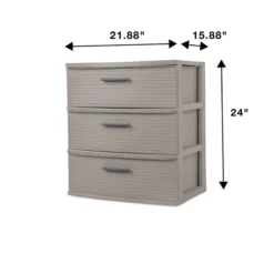 3 Drawer Wide Tower Dark Gray - Brightroom™: Plastic Storage Drawers, Portable Universal Storage, No Assembly Required -Smart Nest Store GUEST dd2b1359 737a 43cc 8613 742a75ae1a65