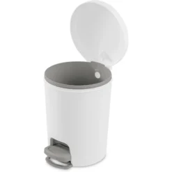 1.6gal Round Step Trash Can - Brightroom™: Compact Pedal-Operated Lid, Small Bathroom Bin, Textured White Finish -Smart Nest Store GUEST e7b7d364 e2e5 4250 831e 4f714ade8431