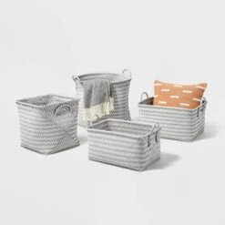 Large Woven Rectangular Storage Basket Gray/White - Brightroom™ -Smart Nest Store GUEST f7afc392 cd5f 4f5b b71c de34f8204ec5