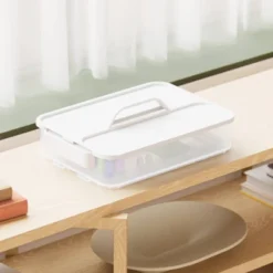 Click In Place 6.7qt Clear Shallow Plastic Storage Bin With White Latch For Home And Office Organization - Brightroom™ -Smart Nest Store GUEST ffd88927 ddb5 48af 946a 3273e62a3092