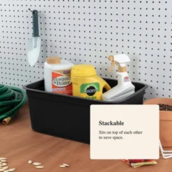 Folio Heavy Duty Storage Bin - Brightroom™: Black Plastic, Stackable, Portable, Universal Storage, 18.6 Volume Capacity -Smart Nest Store GUEST ffee4270 d976 4a1d 8f8a dcb319bc901c